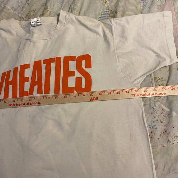 Vtg. Wheaties Sz XL T-Shirt Fruit of the Loom Made in USA White 100% Cotton - Picture 7 of 8